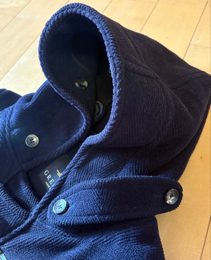 【おしゃれな英國製】GRENFELL ネイビー ダッフルコート フード付き