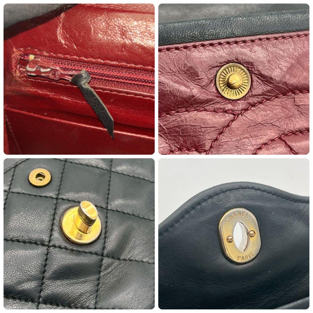 【美品】　シャネル パリ限定 ダブルフラップ チェーンショルダーバッグ ブラック