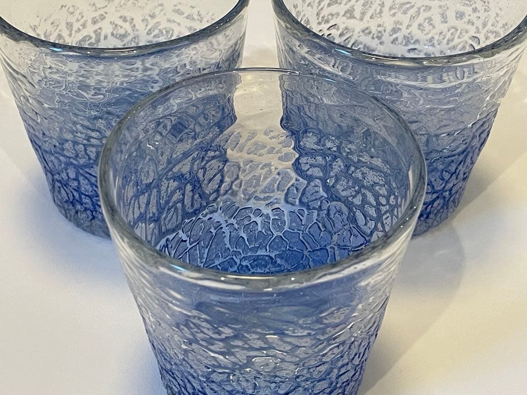 【最終値下げ】 稲嶺盛吉　琉球グラス　3個セット　琉球宙吹ガラス工房「虹」