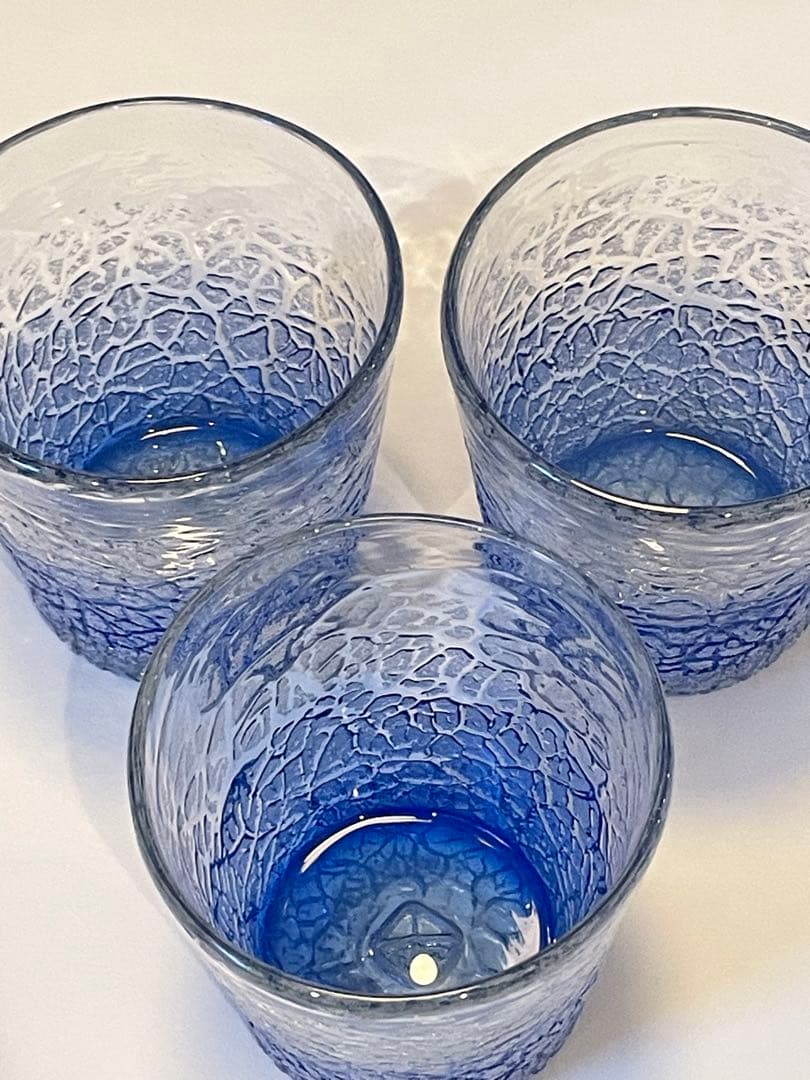 【最終値下げ】 稲嶺盛吉　琉球グラス　3個セット　琉球宙吹ガラス工房「虹」