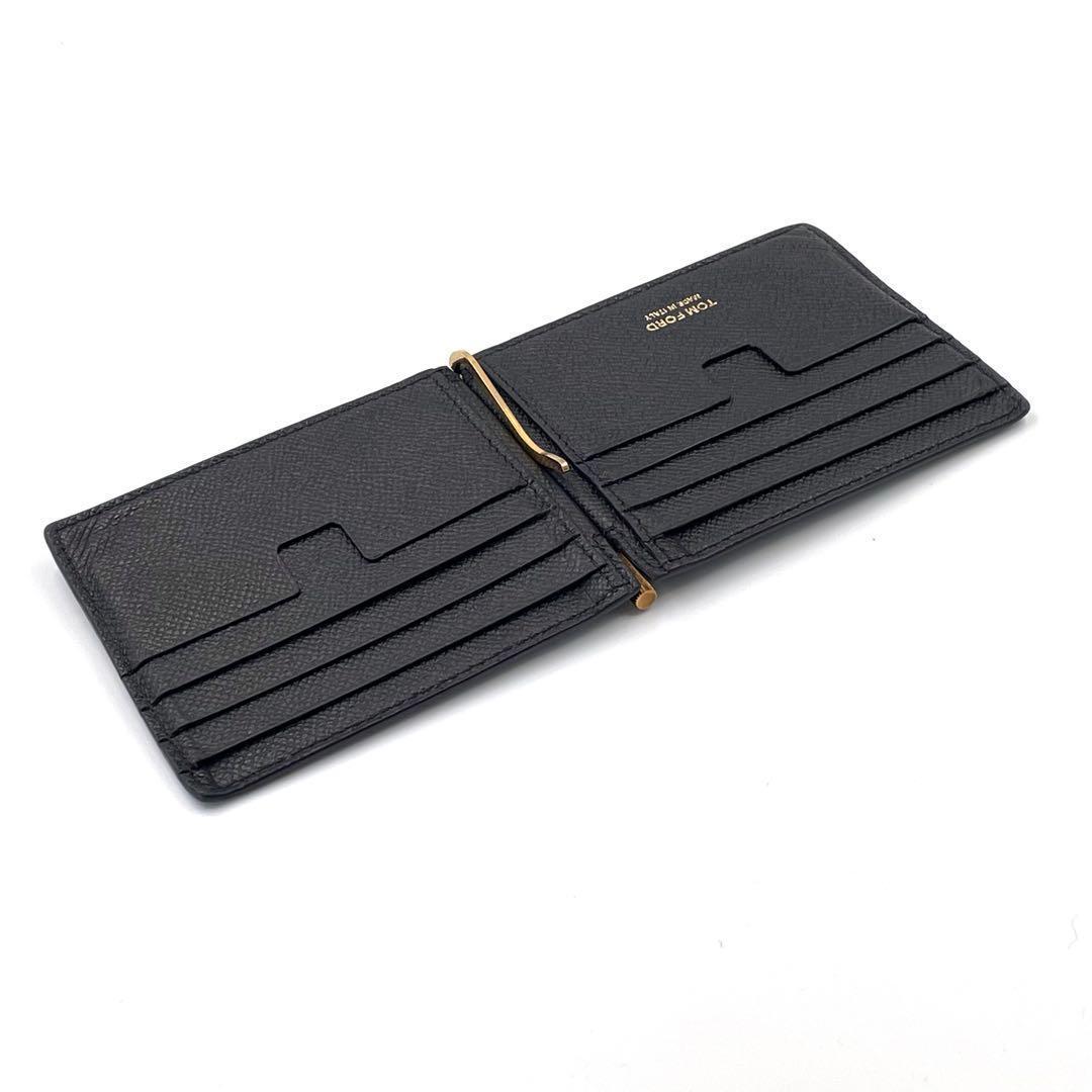 《超美品》TOM FORDトムフォード マネークリップ 本革 ゴールド金具 黒系