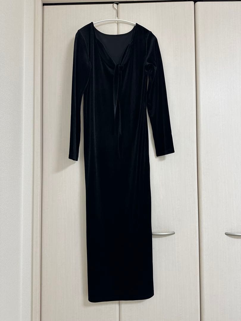 美品【miies miim】BACK RIBBON VELOUR DRESS