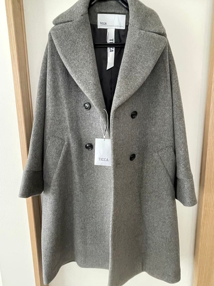 TICCA グレー ダブルブレスト ロングコート
