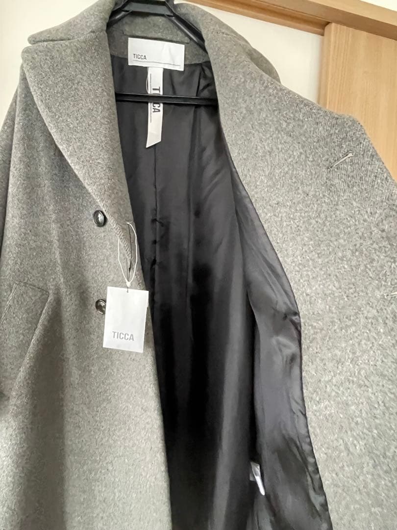 TICCA グレー ダブルブレスト ロングコート
