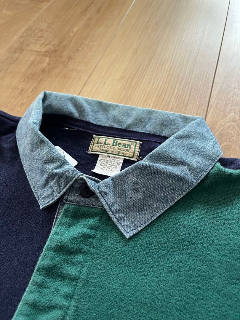 90s L.LBean ラガーシャツ マルチパネル エルエルビーン スウェット