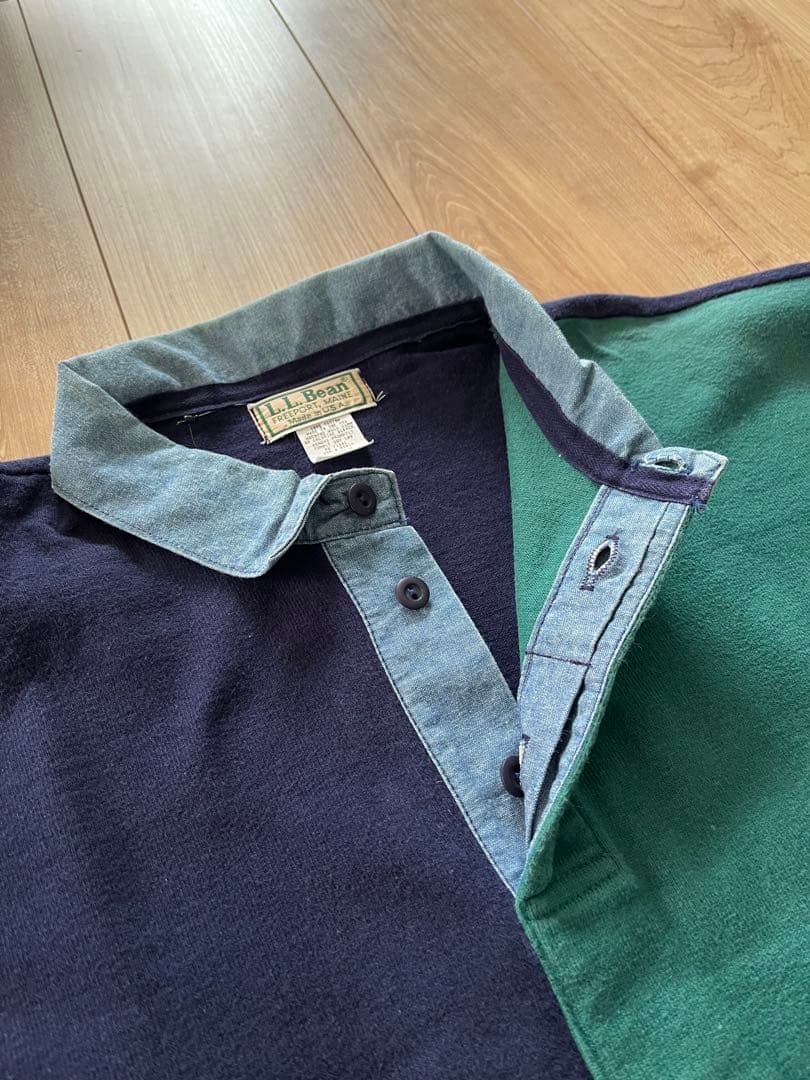 90s L.LBean ラガーシャツ マルチパネル エルエルビーン スウェット