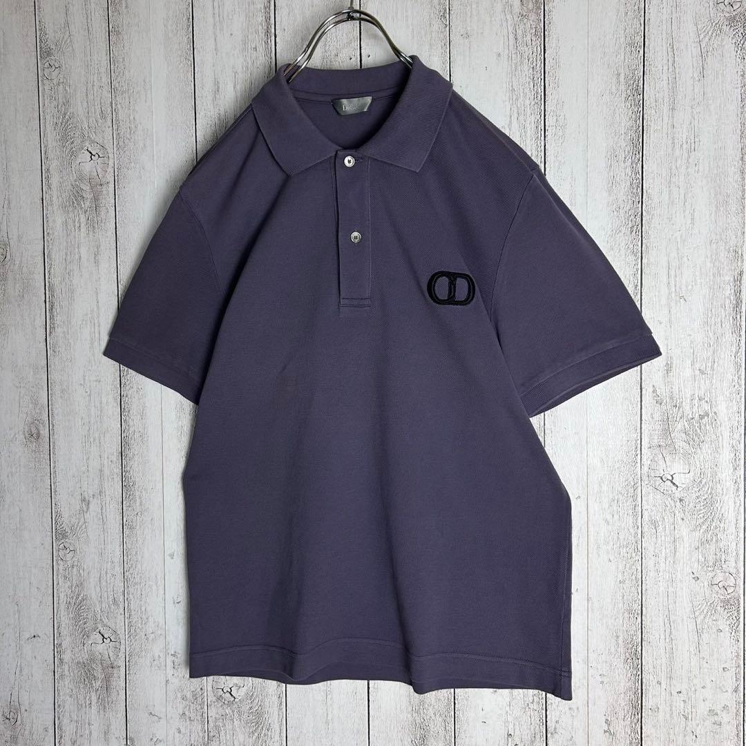 【人気デザイン】ディオール☆刺繍CDロゴ入り半袖ポロシャツ 紫 くすみカラー