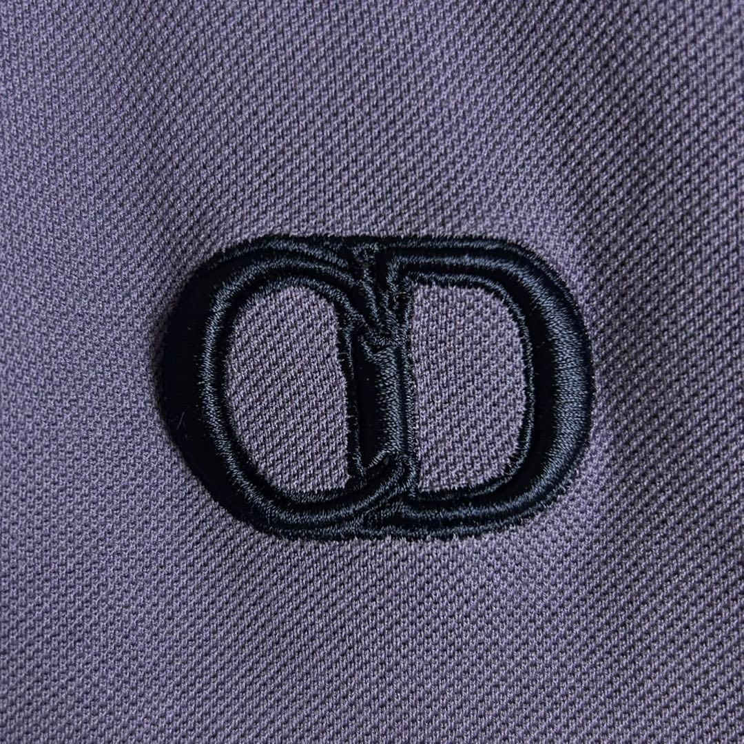 【人気デザイン】ディオール☆刺繍CDロゴ入り半袖ポロシャツ 紫 くすみカラー