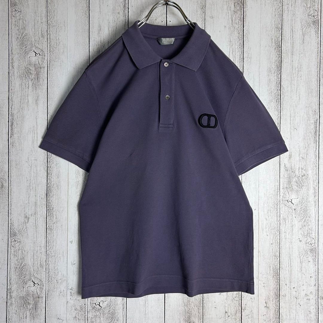 【人気デザイン】ディオール☆刺繍CDロゴ入り半袖ポロシャツ 紫 くすみカラー