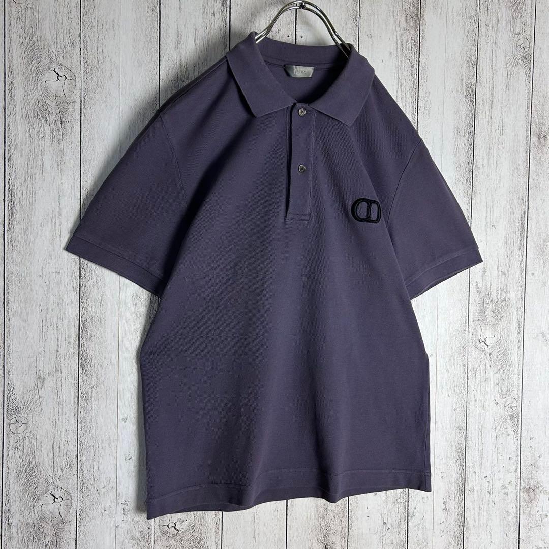 【人気デザイン】ディオール☆刺繍CDロゴ入り半袖ポロシャツ 紫 くすみカラー