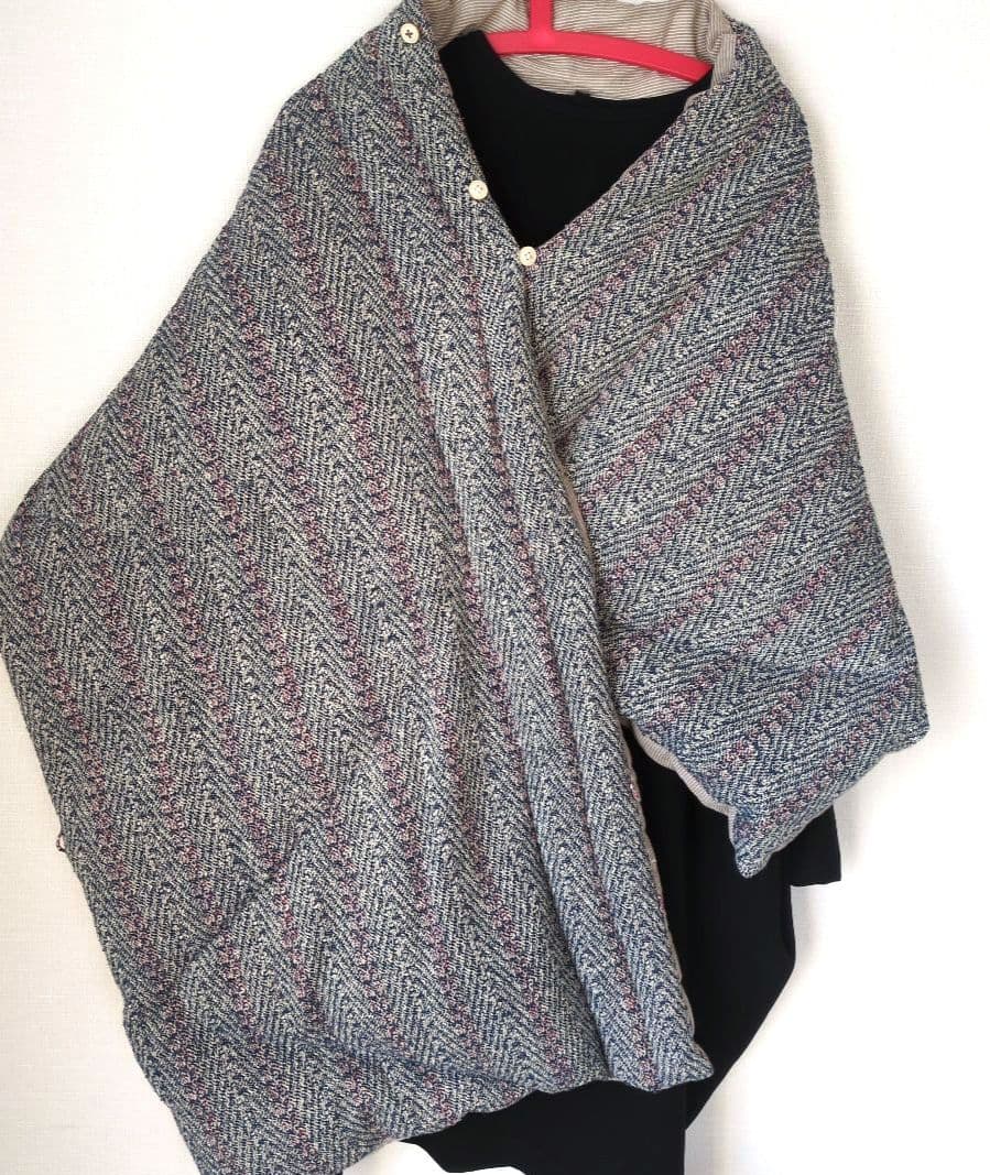 45R コットン ツイード ダウン ストール　ポンチョ