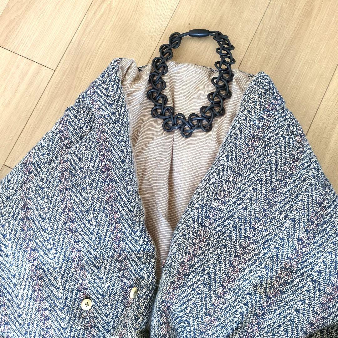 45R コットン ツイード ダウン ストール　ポンチョ