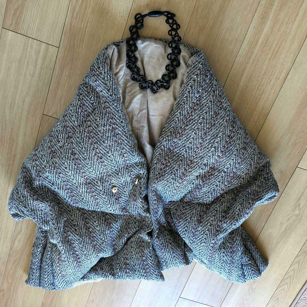 45R コットン ツイード ダウン ストール　ポンチョ