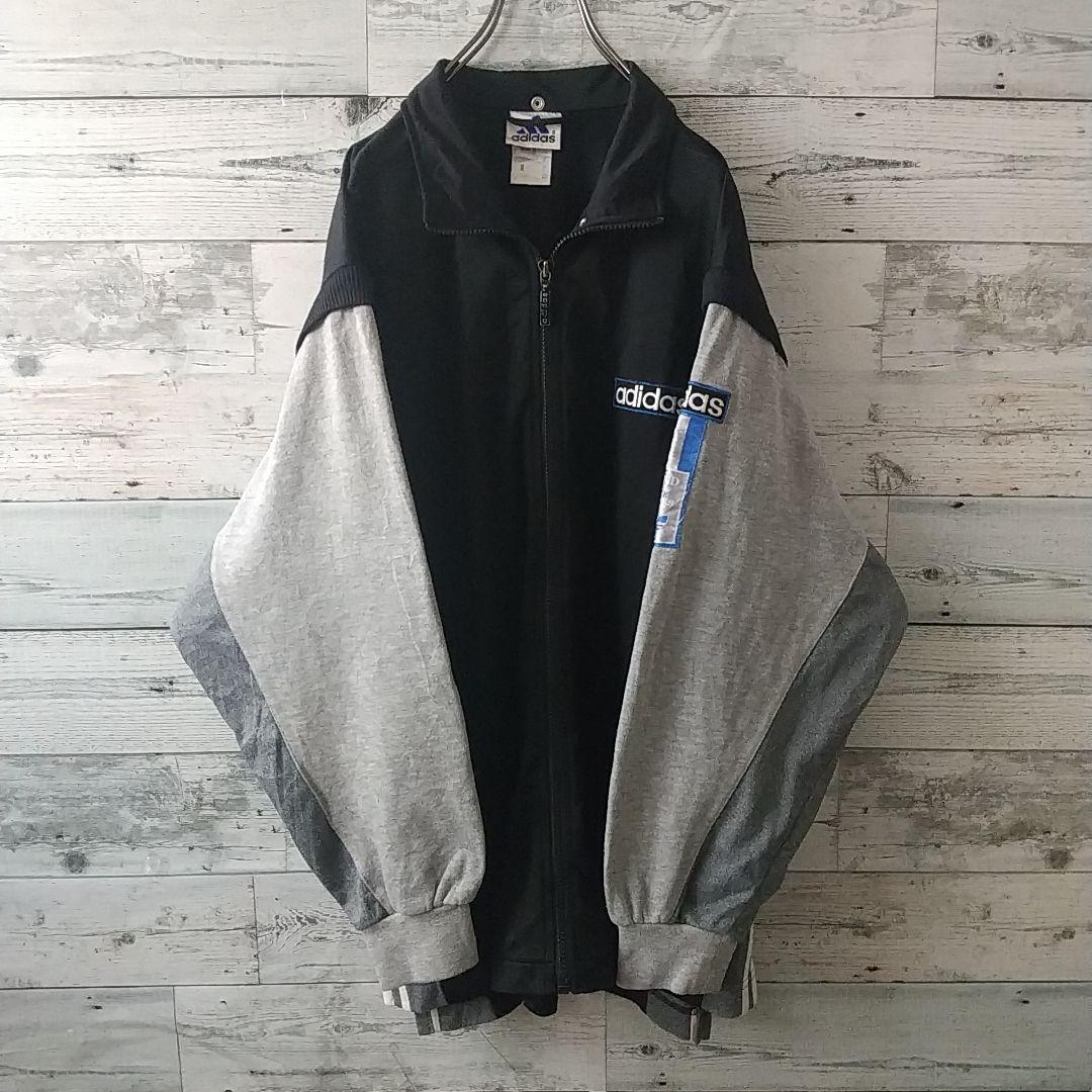 90s アディダス 刺繍 アームロゴ アーム着脱可 異素材 トラックジャケット
