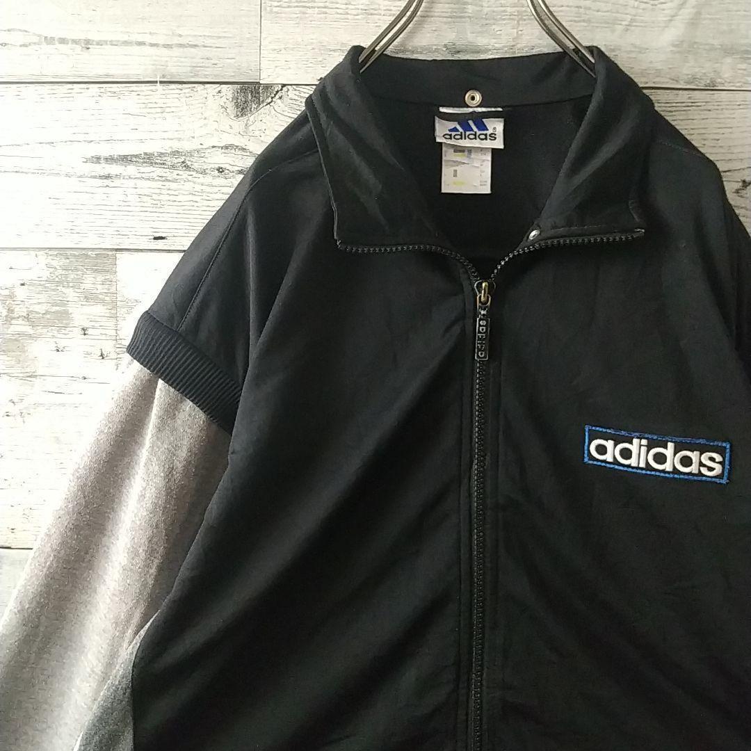 90s アディダス 刺繍 アームロゴ アーム着脱可 異素材 トラックジャケット