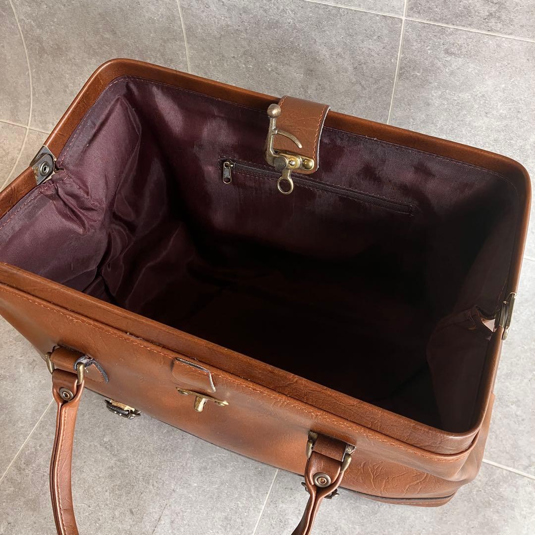 ヴィンテージ レザー ダレス ボストン バッグ 本革 鍵金具 茶 ビンテージ