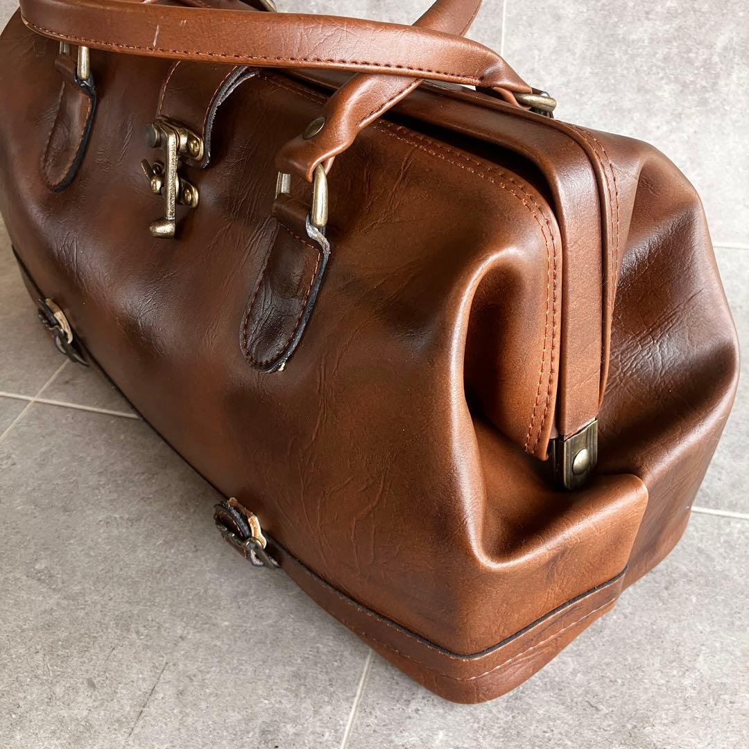 ヴィンテージ レザー ダレス ボストン バッグ 本革 鍵金具 茶 ビンテージ