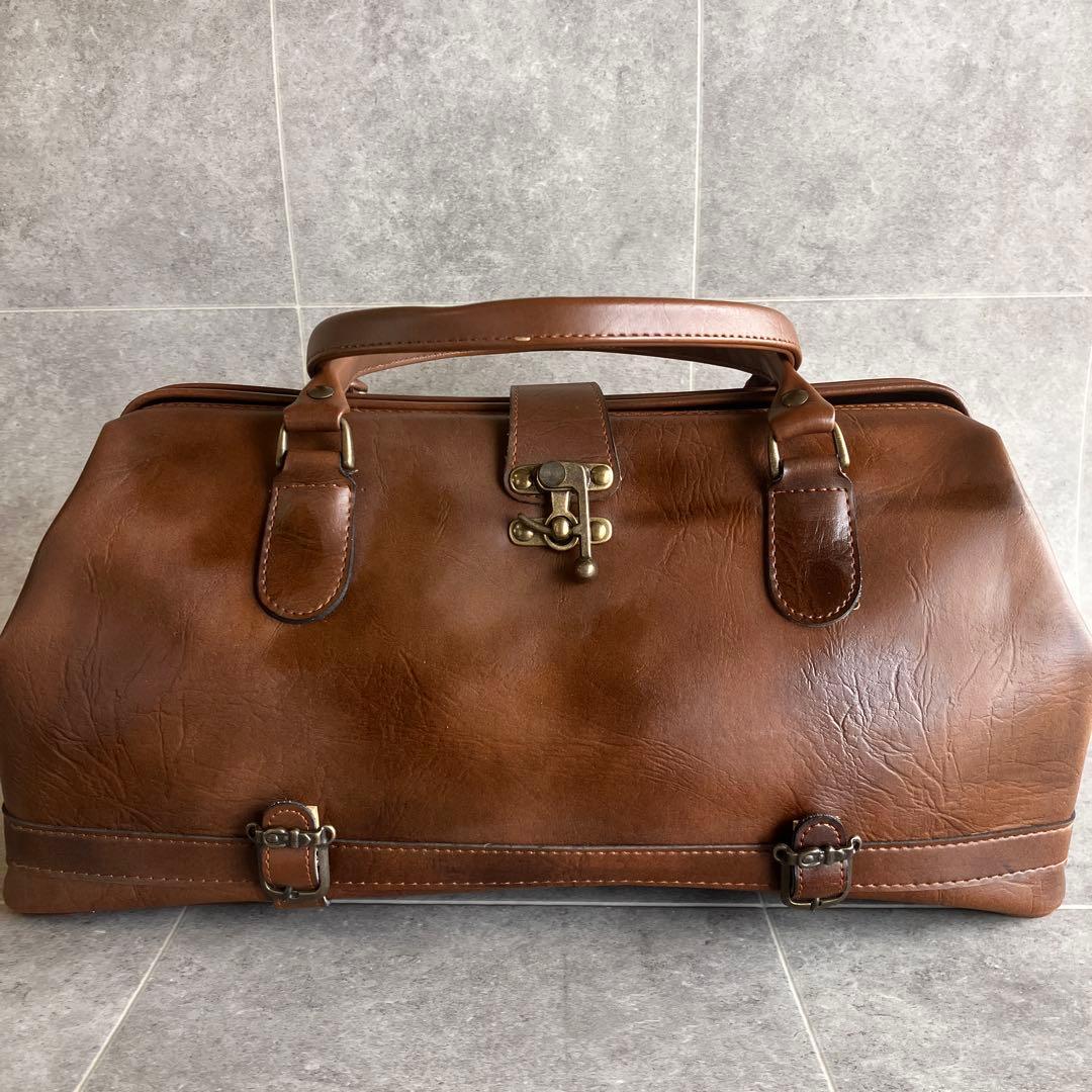 ヴィンテージ レザー ダレス ボストン バッグ 本革 鍵金具 茶 ビンテージ