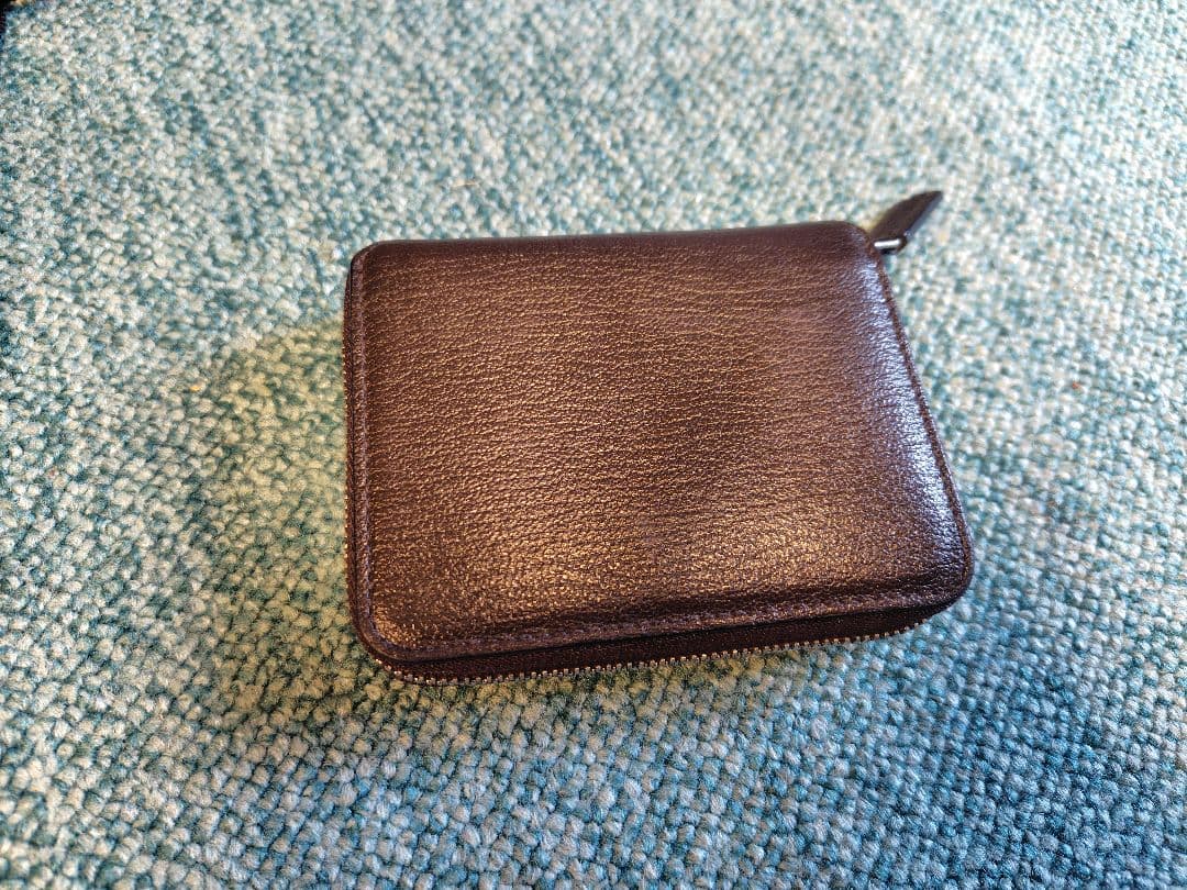 L'arcobalenoラルコバレーノラウンドジップミニウォレット茶✕赤