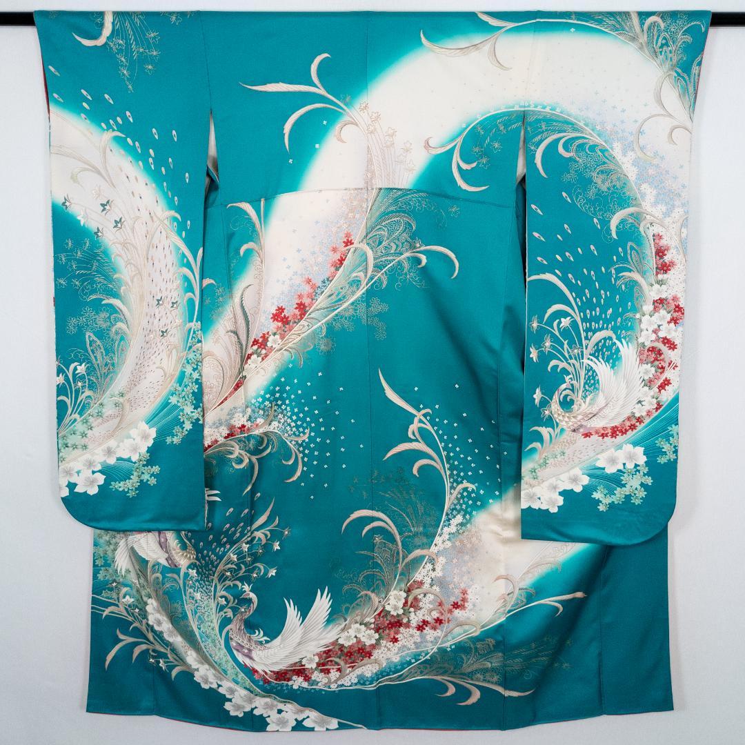 ポップコーン R7SK1315 振袖+帯 2点セット 襦袢おまけ付 シルク