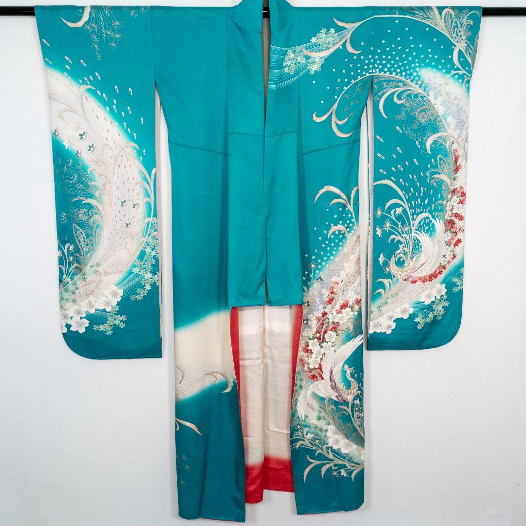 ポップコーン R7SK1315 振袖+帯 2点セット 襦袢おまけ付 シルク