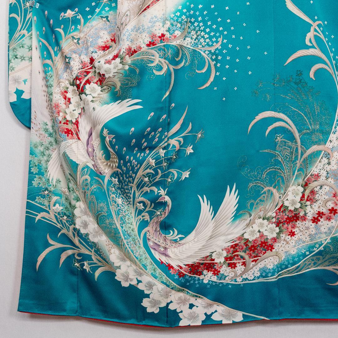 ポップコーン R7SK1315 振袖+帯 2点セット 襦袢おまけ付 シルク