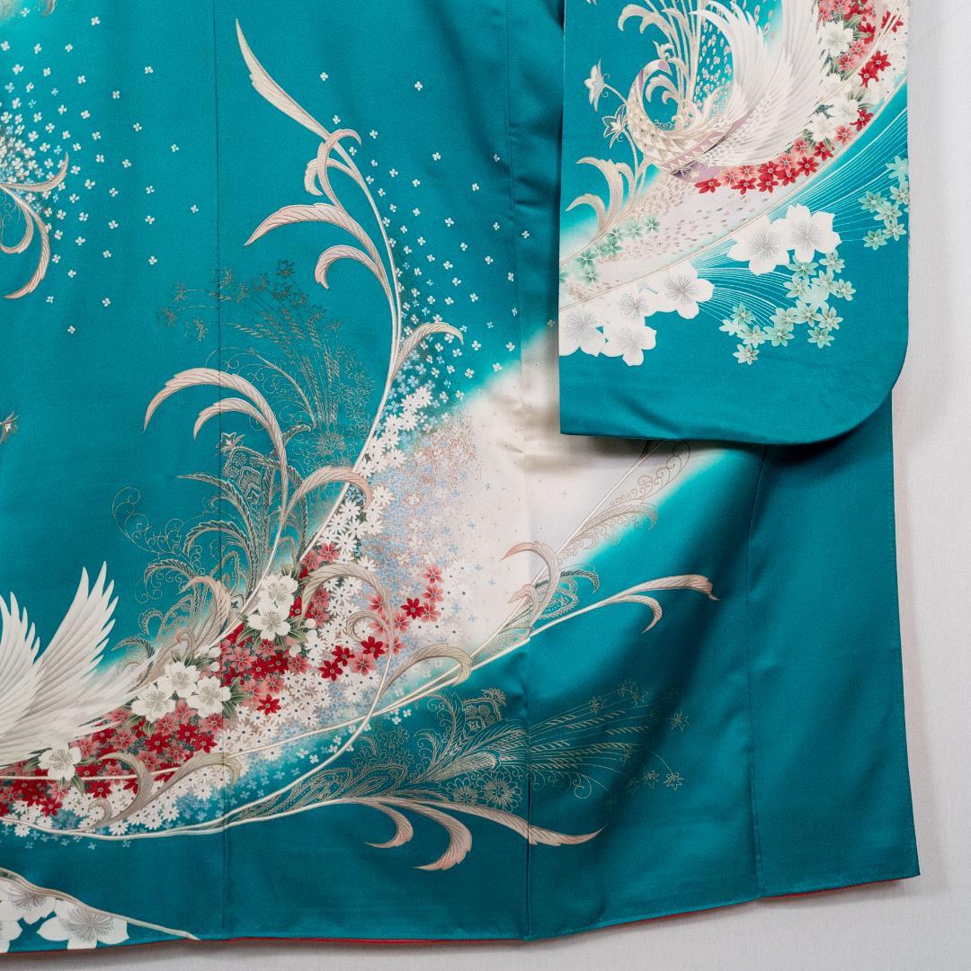 ポップコーン R7SK1315 振袖+帯 2点セット 襦袢おまけ付 シルク