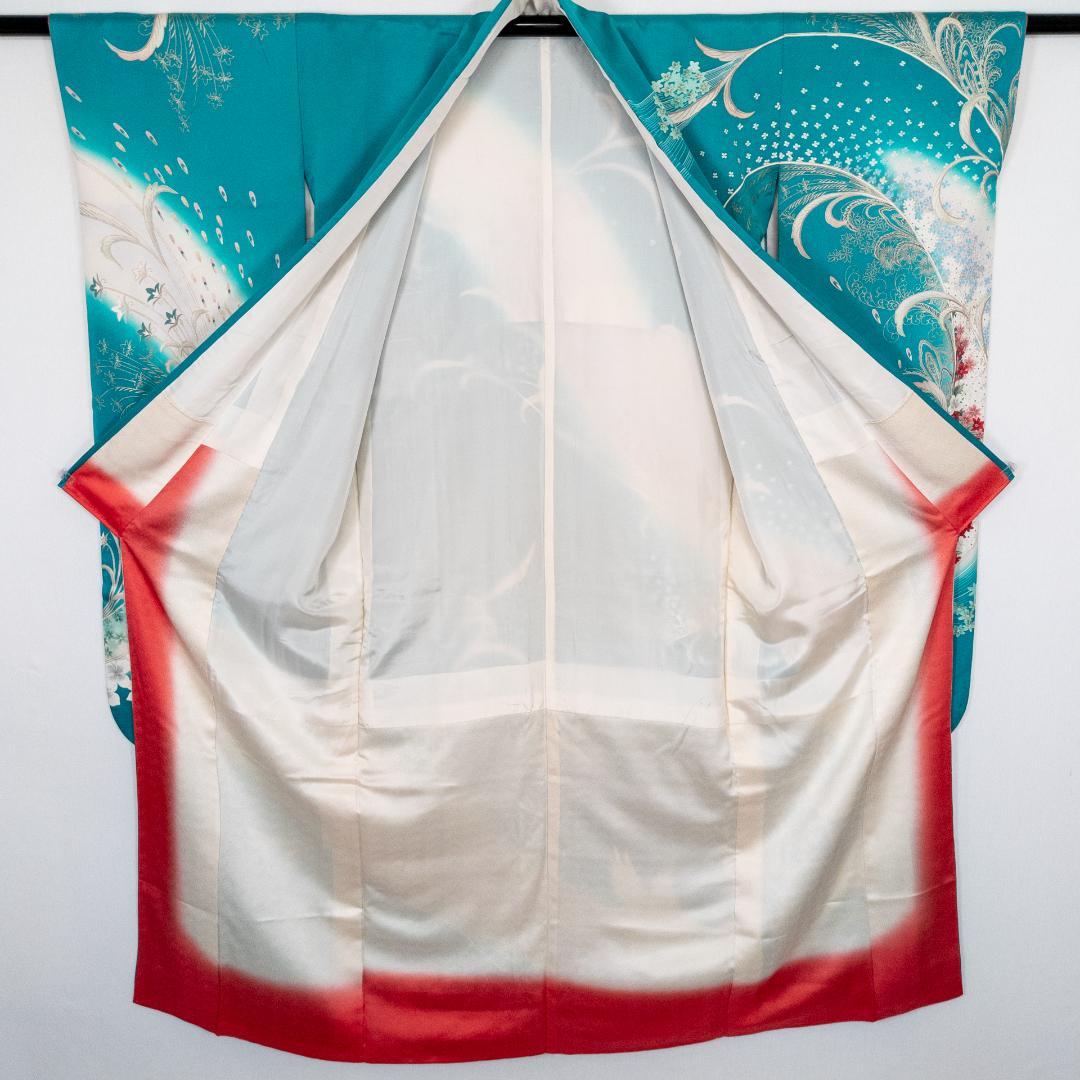 ポップコーン R7SK1315 振袖+帯 2点セット 襦袢おまけ付 シルク