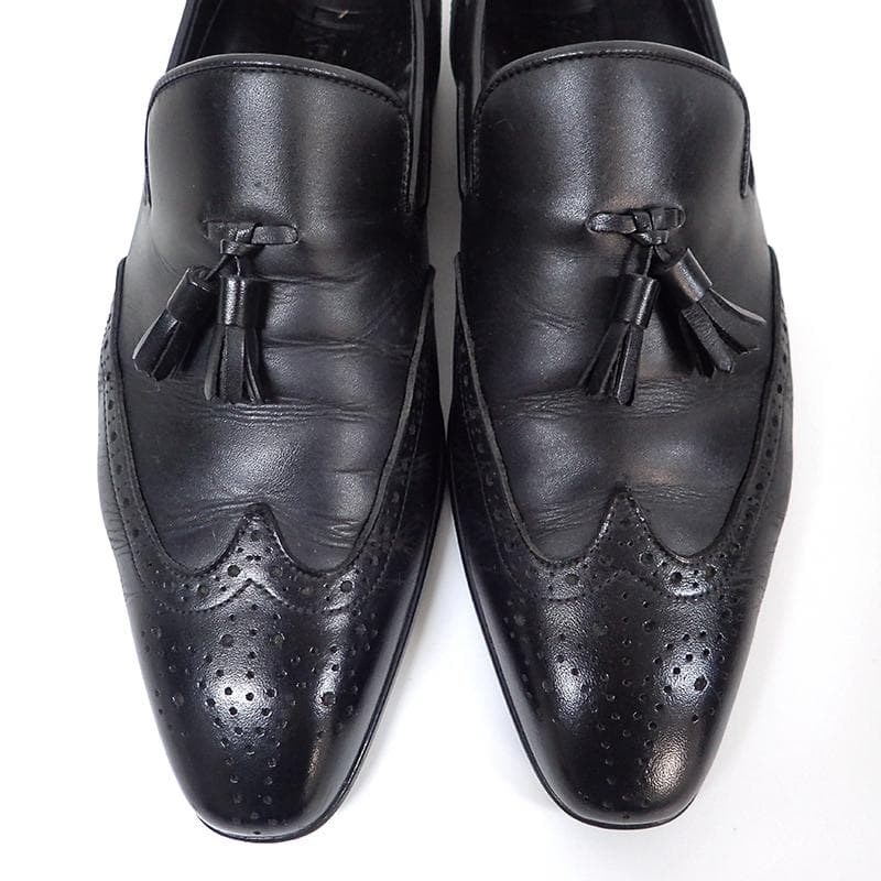 三陽山長 タッセルローファー ビジネスシューズ ブラック 26.0cm 元箱付き