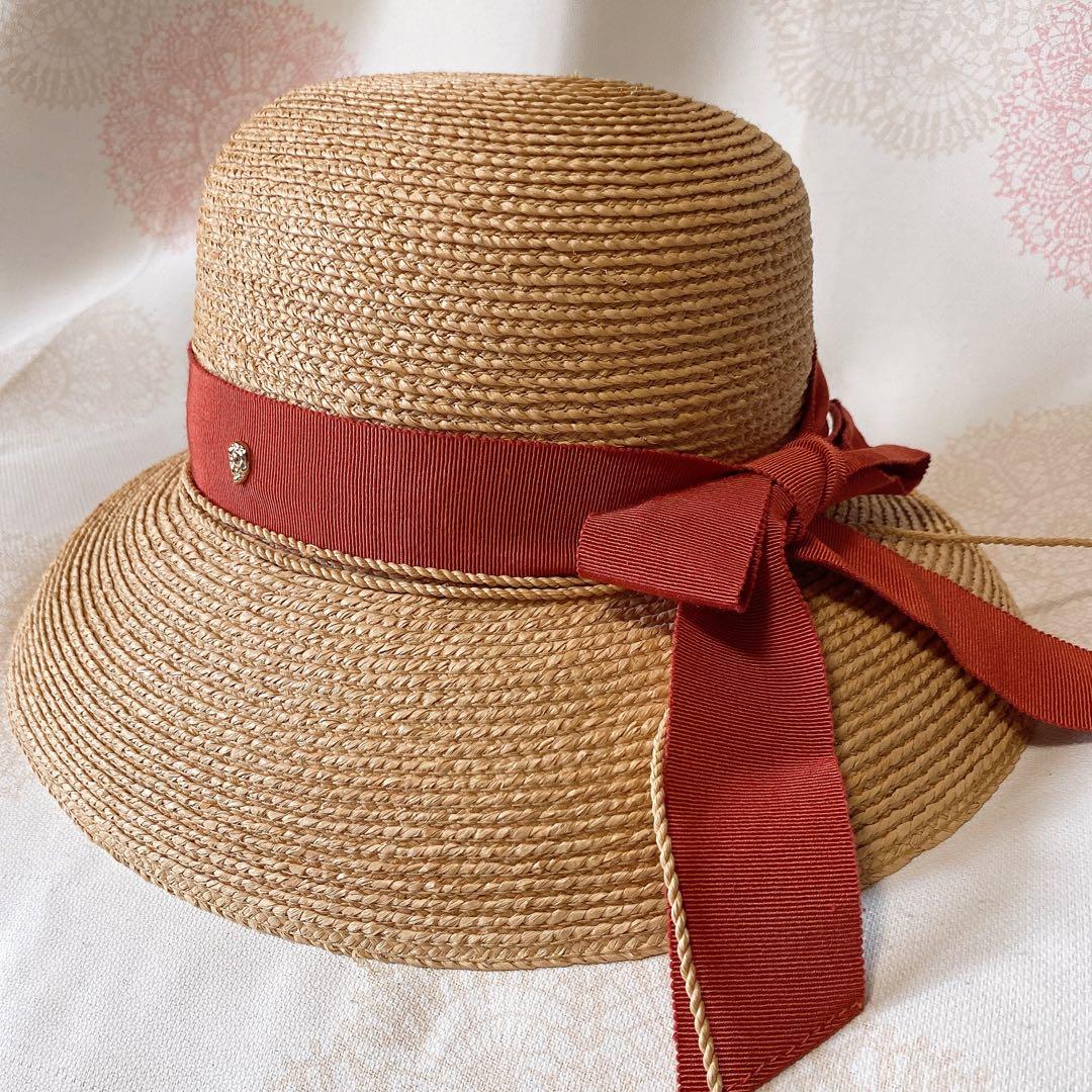 美品 ヘレンカミンスキー グログランリボン ラフィアハット