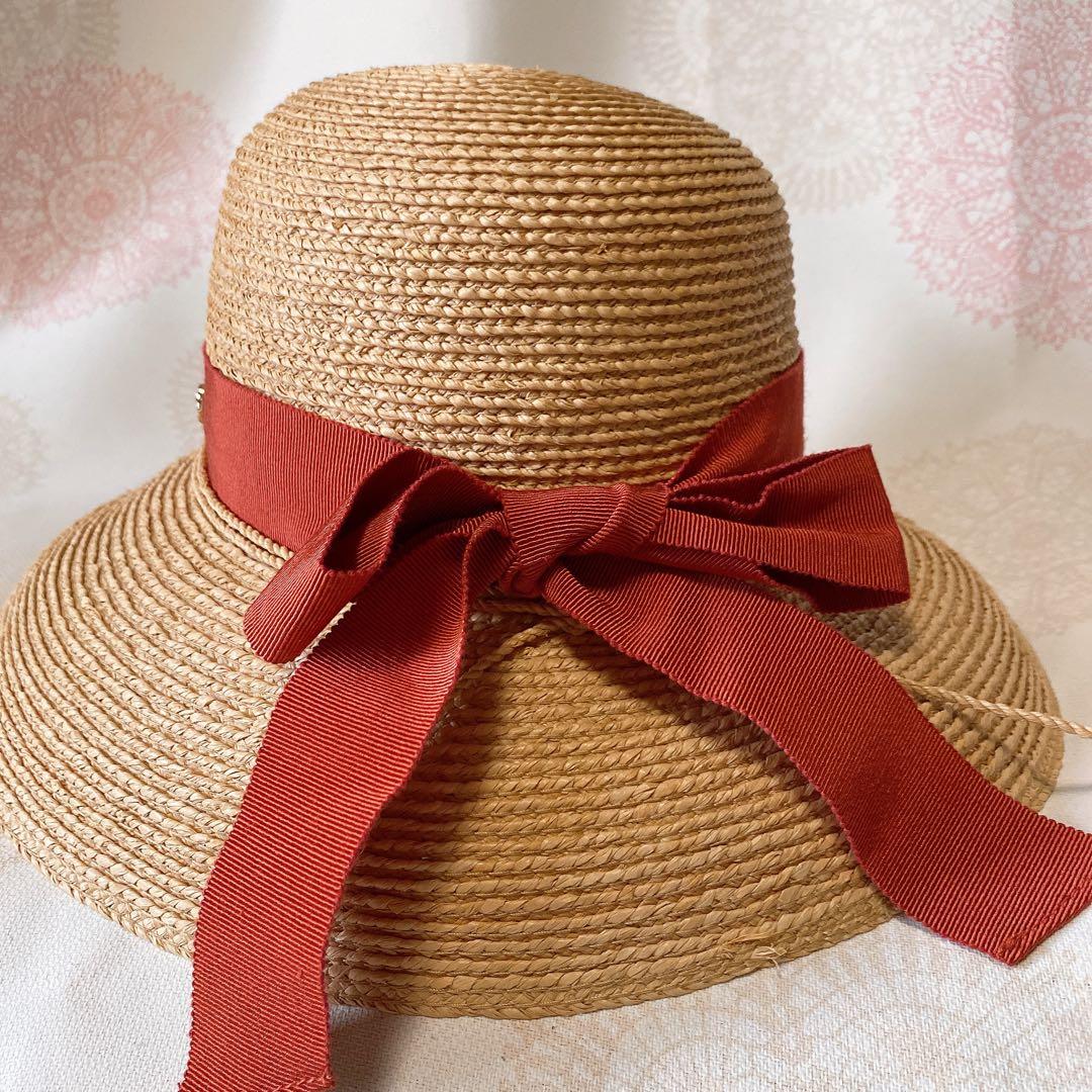 美品 ヘレンカミンスキー グログランリボン ラフィアハット