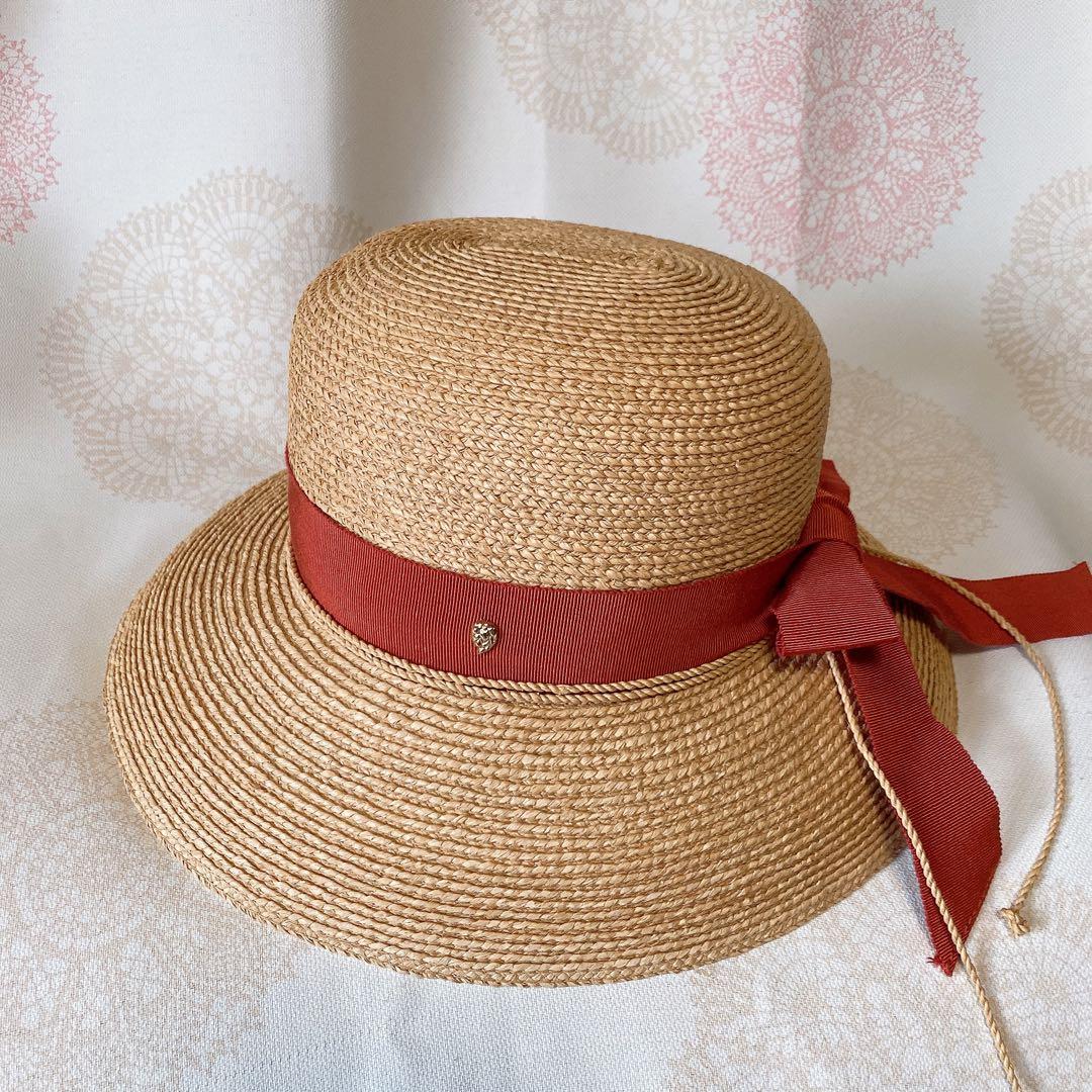 美品 ヘレンカミンスキー グログランリボン ラフィアハット