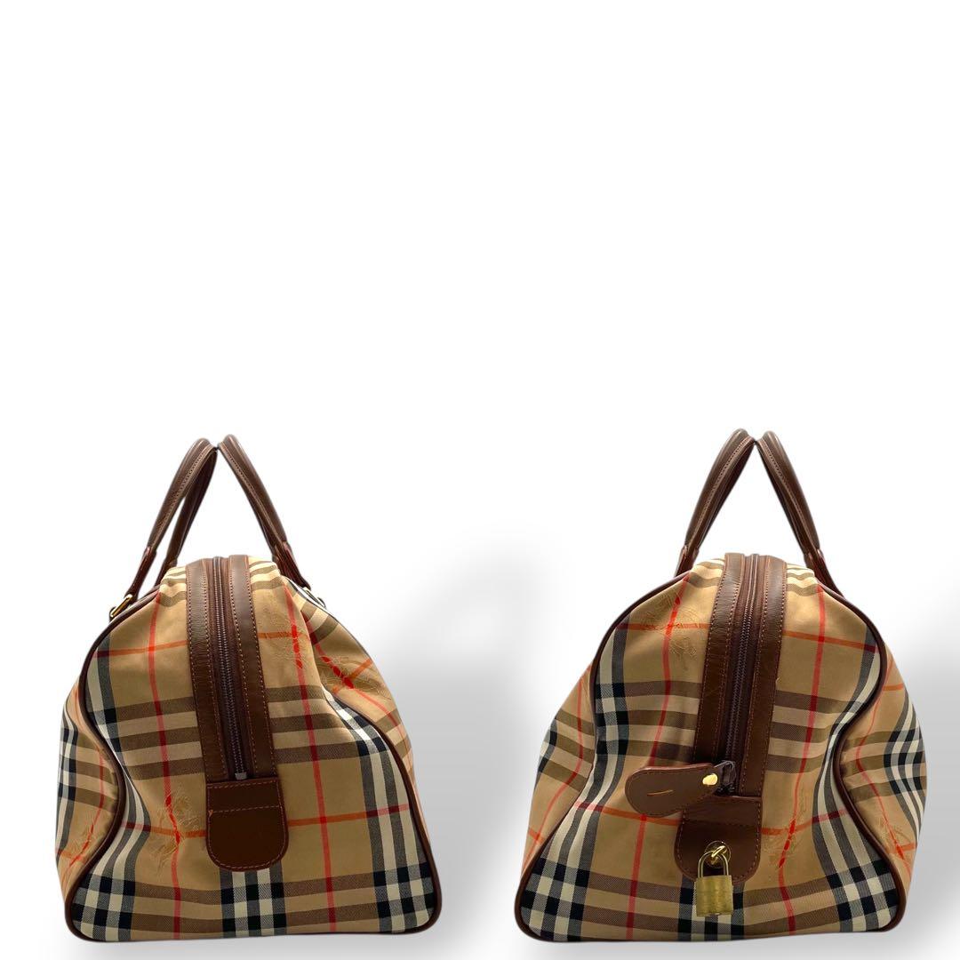 美品 BURBERRY ボストンバッグ レザー ノバチェック シャドーホース