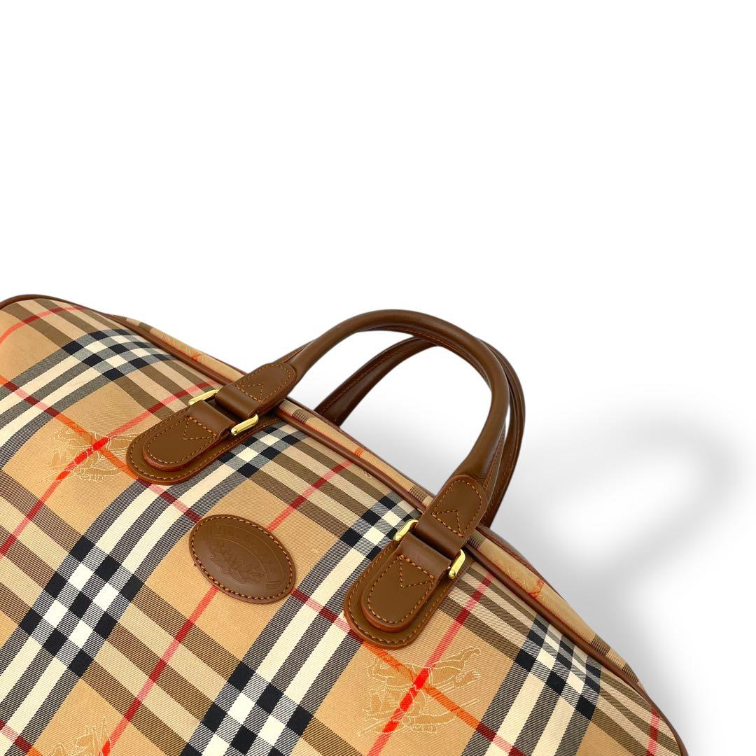 美品 BURBERRY ボストンバッグ レザー ノバチェック シャドーホース