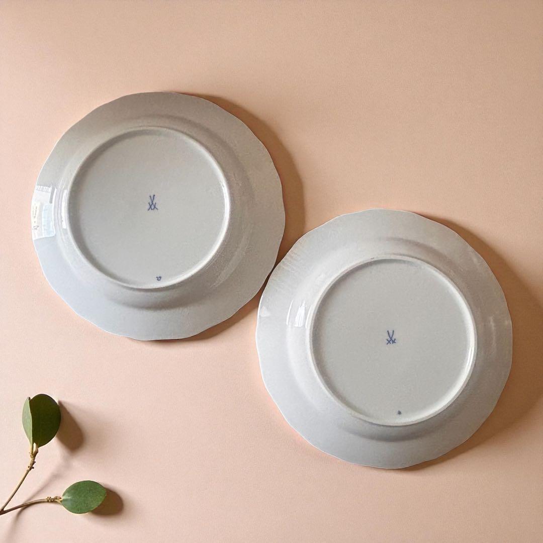 新品未使用☆Meissen ブルーオニオン プレート20cm 2枚セット 美品