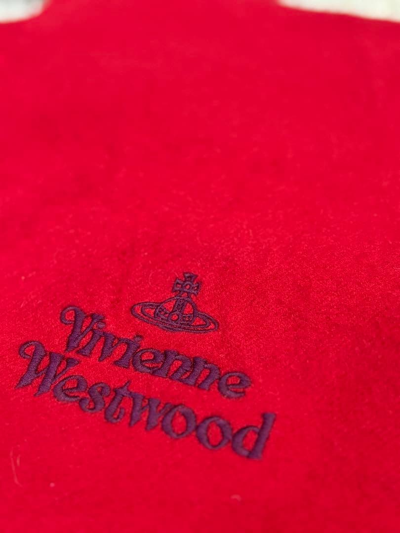 新品 Vivienne Westwood オーブ刺繍 ウールマフラー ストール赤