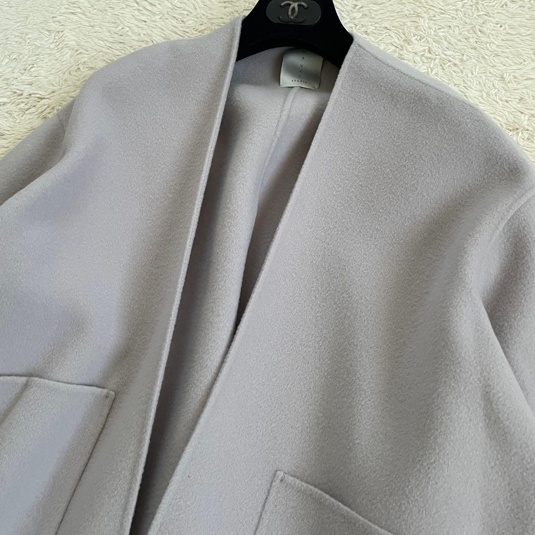 あかさたな様　ハーヴェルスタジオ　リバーウールコート　カシミヤ混　ピンクグレー