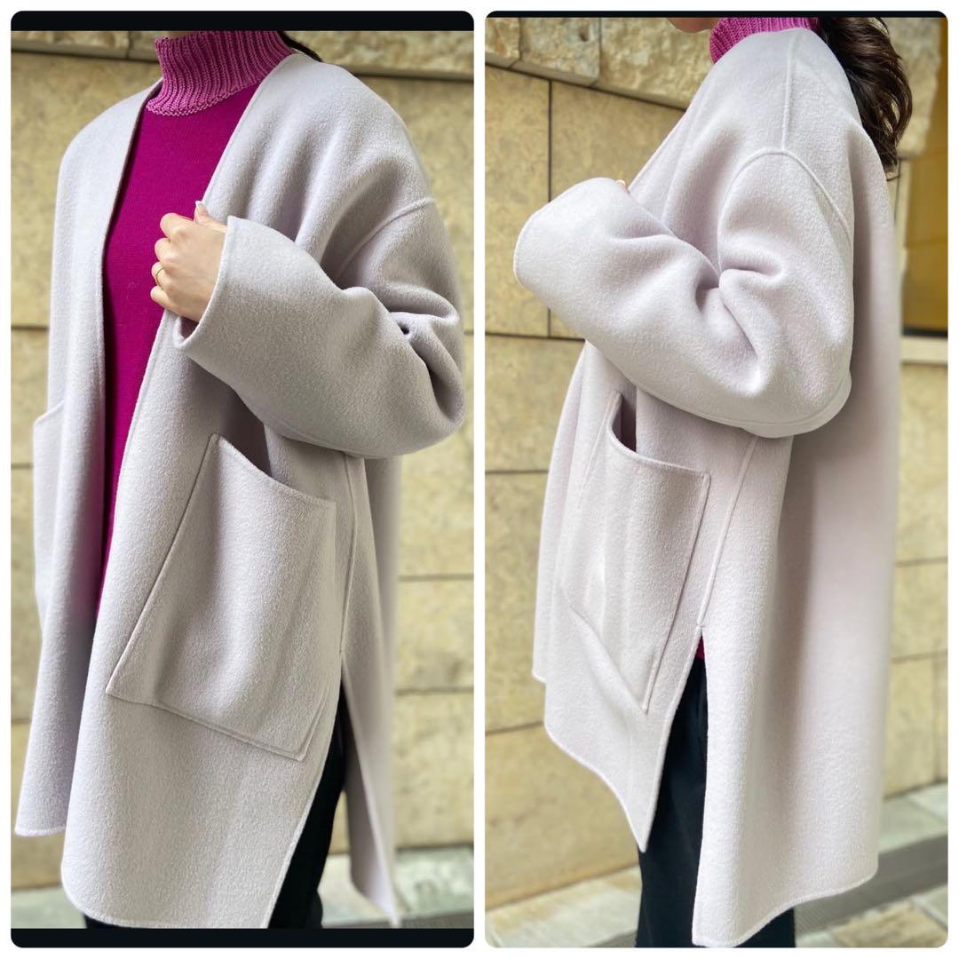 あかさたな様　ハーヴェルスタジオ　リバーウールコート　カシミヤ混　ピンクグレー