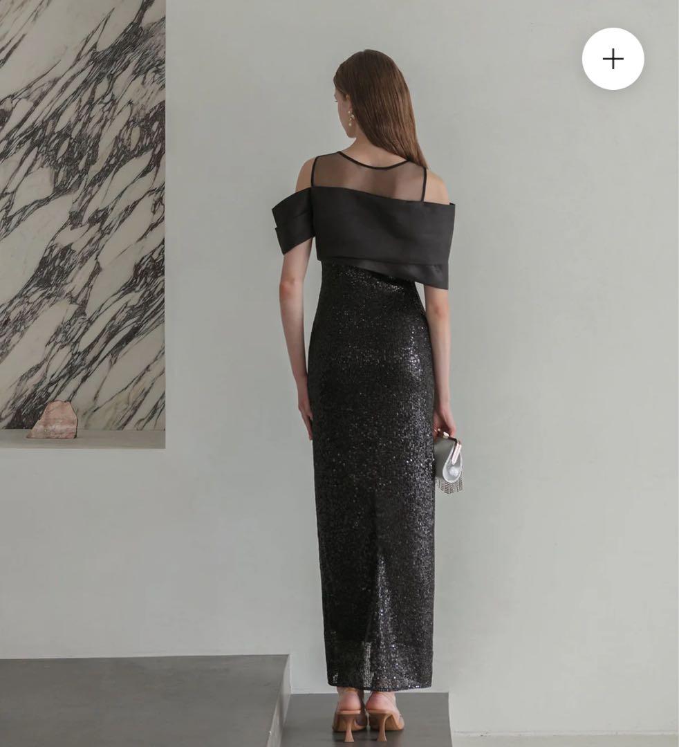 LEJA シースルーアシンメトリースパンコールスリットIラインドレス