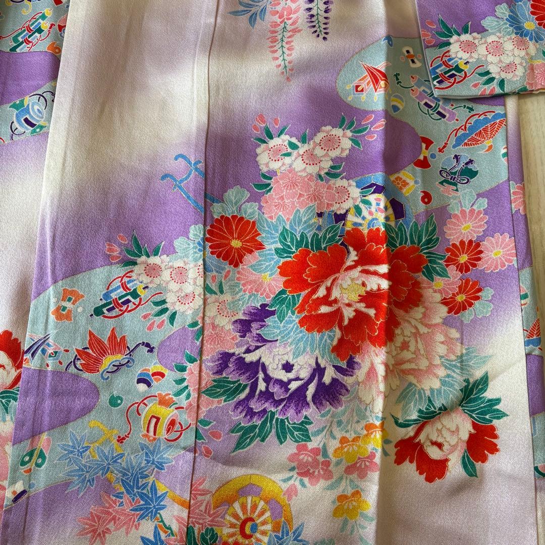 七五三用 紫色 花柄着物