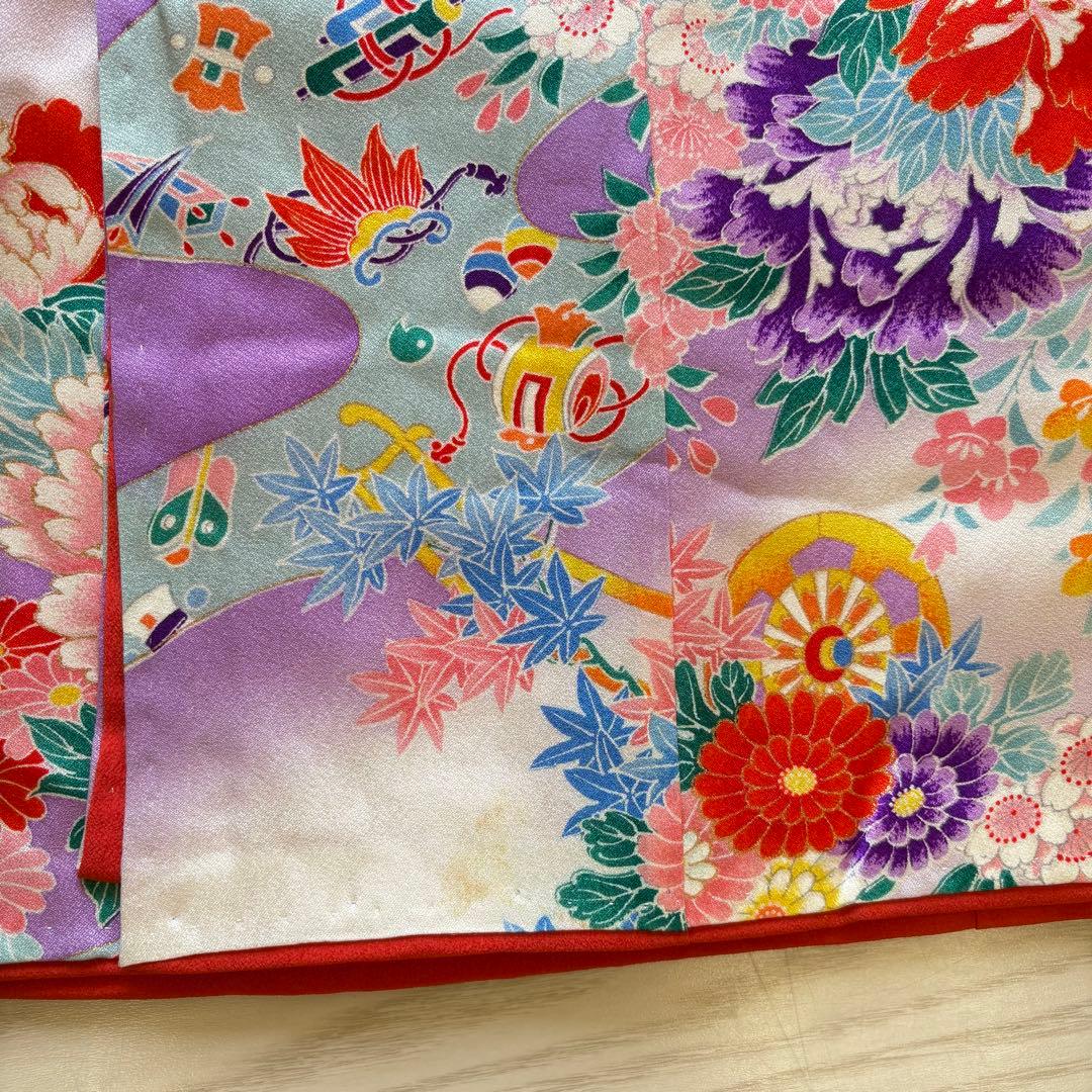 七五三用 紫色 花柄着物