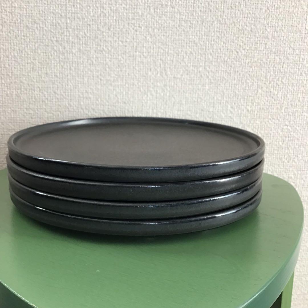 フラット7.5皿【プレート ディナー皿 切立皿 日本製 美濃焼】イブシブラック