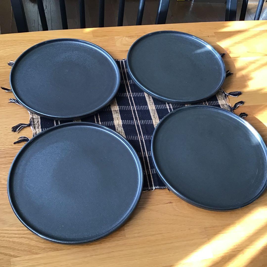 フラット7.5皿【プレート ディナー皿 切立皿 日本製 美濃焼】イブシブラック