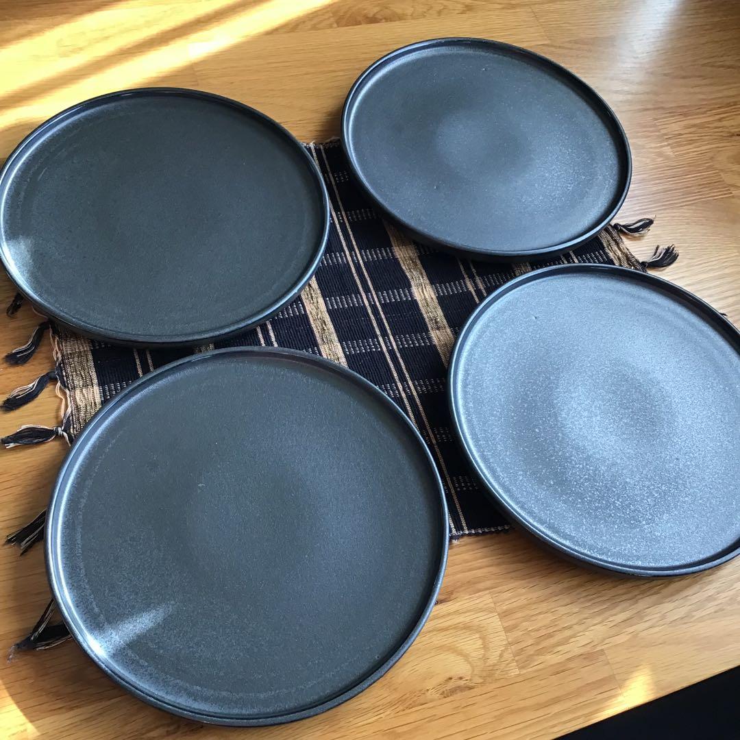 フラット7.5皿【プレート ディナー皿 切立皿 日本製 美濃焼】イブシブラック