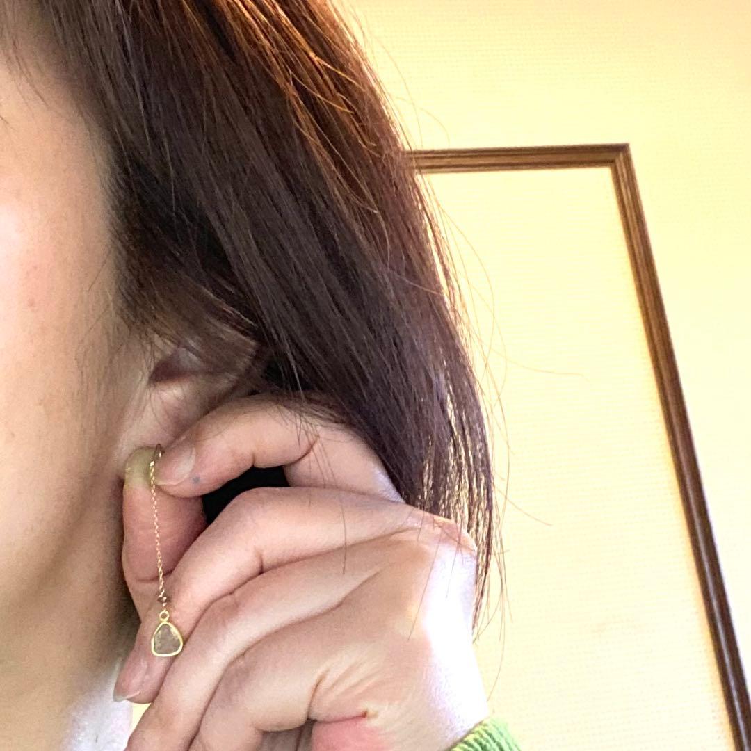 美品☆K18YG☆スライスダイヤ☆ロングピアス