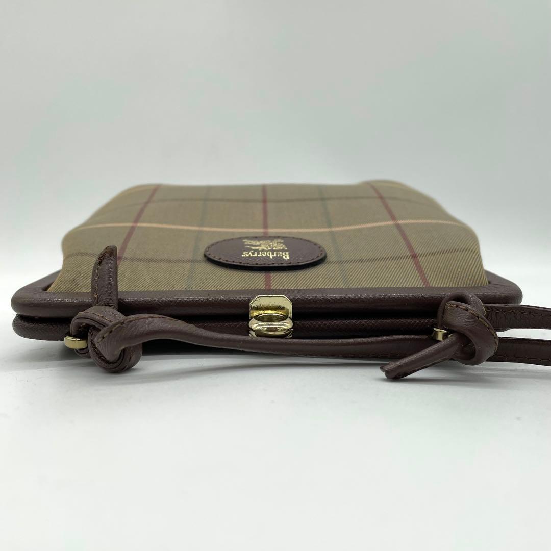 【極美品】バーバリー　ショルダーバッグ　がま口　ホースロゴ　キャンバス　玉虫色