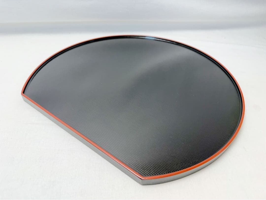 未使用 懐石道具 木製 尺3 半月両面膳 線筋 5客揃 会席膳 煎茶道具 紙箱