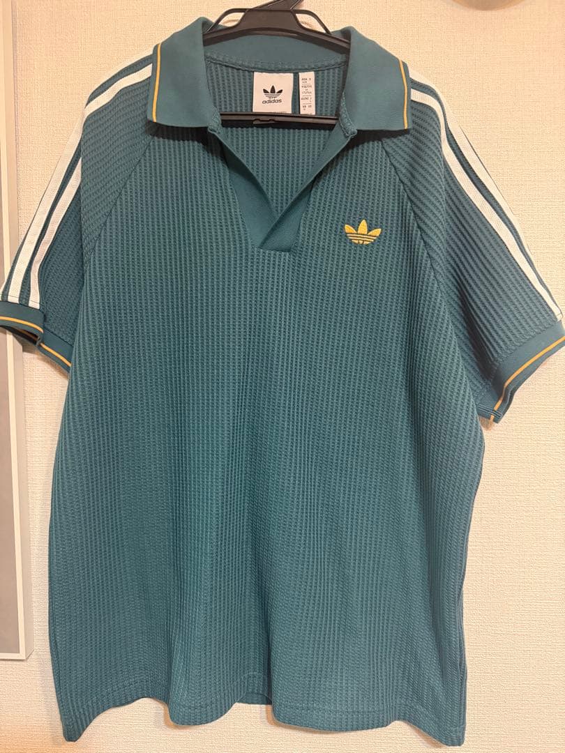 美品(L)アディダス オリジナルス ワッフル ニット ポロシャツ adidas