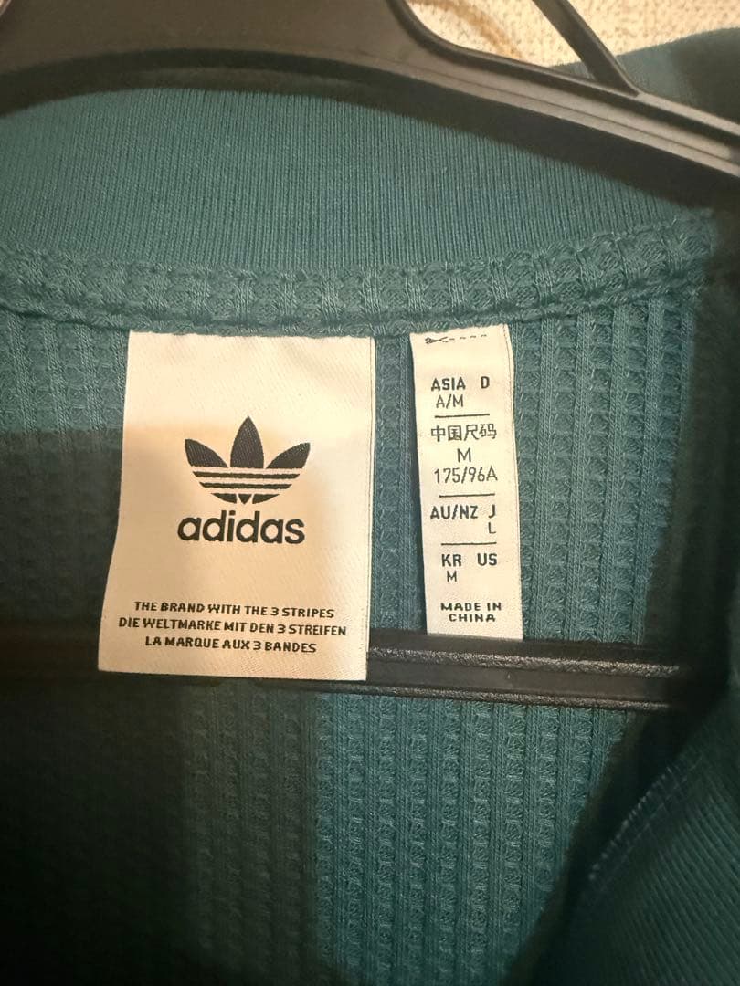 美品(L)アディダス オリジナルス ワッフル ニット ポロシャツ adidas