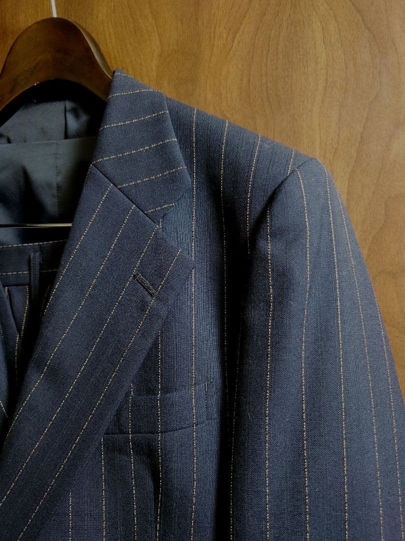 【美品】スーツ3点セット セットアップ ネイビー ストライプ 3ピース